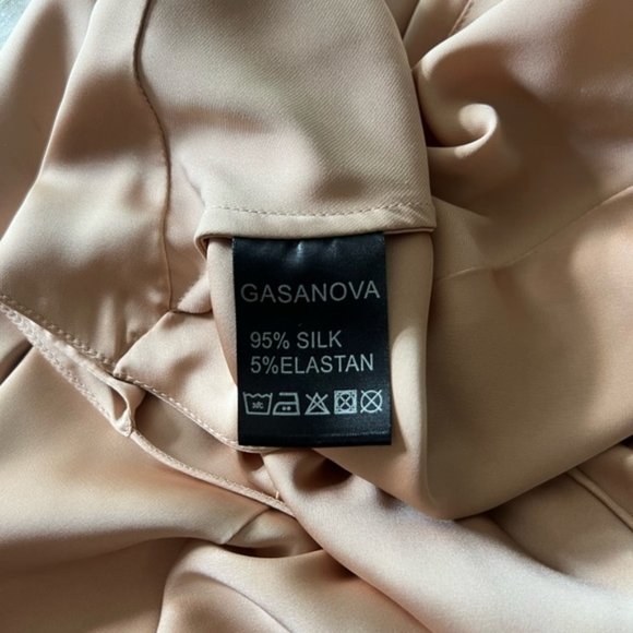 Gasanova Dusty Rose Asymmetric V-Neck Sleeveless Silk Slip Dress Size Medium - Picture 5 of 5